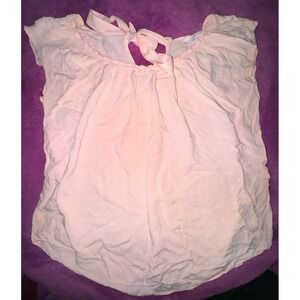 Lauren Conrad LC Women's Top Blouse Short Sleeve PM Petite Blush Pink Cute Bow